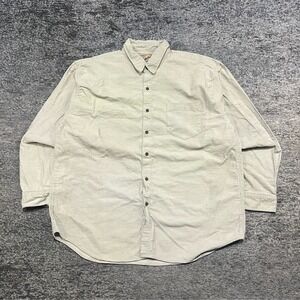 Chesterfield Shirt Button Down Long Sleeve Mens XL Cream Cotton Pocket Shirt